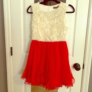 Cream and Red Skater Dress